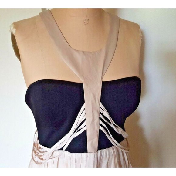 Blessed are the meek black taupe side back bodice  cutouts summer dress M (3) - Picture 8 of 13